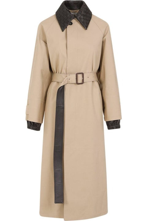 Coats & Jackets for Women Bottega Veneta Cotton Trench With Intrecciato Collar