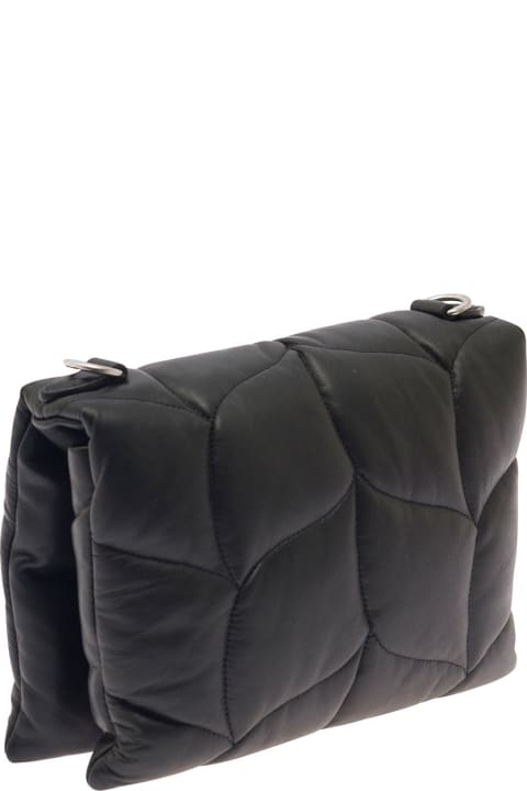 'little Softie' Black Cross-body Bag With Twist Lock Closure In Quilted And Padded Leather Woman