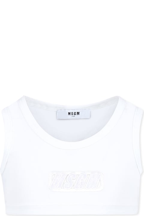 Homeware MSGM White Tank Top For Girl With Logo