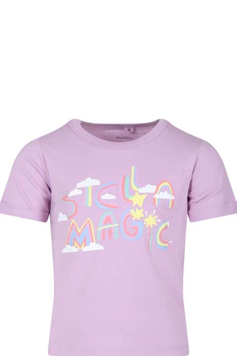 Fashion for Kids Stella McCartney Kids Purple T-shirt For Girl With Rainbow Logo
