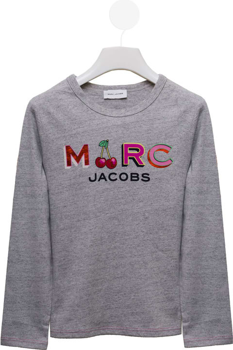 Marc Jacobs Kids Girl's Grey Sweater With Printed Logo