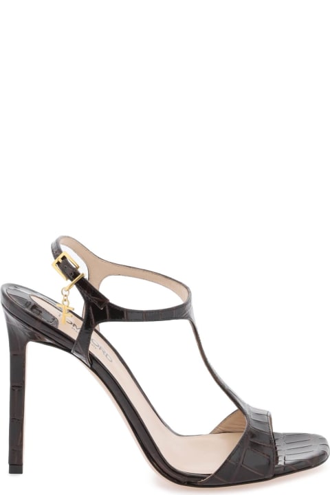 Tom Ford for Women Tom Ford Angelina Sandals In Croco-embossed Glossy Leather