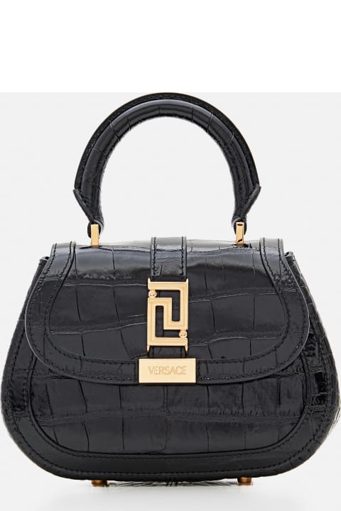 Women's Small crocodile embossed La Medusa bag, VERSACE