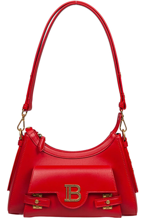 Balmain Totes for Women Balmain Balmain B-buzz Hobo Leather Shoulder Bag Red Color