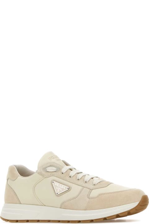 Prada Sand Re-nylon And Suede Prax Sneakers
