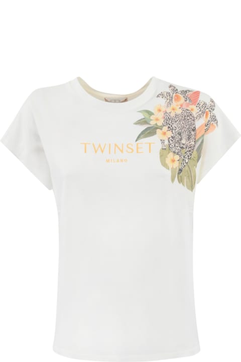 Clothing for Women TwinSet T-shirt With Logo And Floral Print