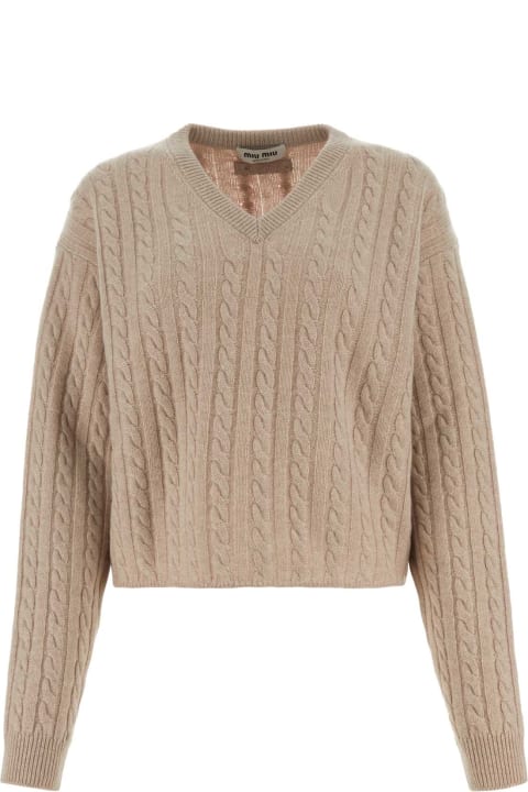 Fashion for Women Miu Miu Sand Cashmere Sweater