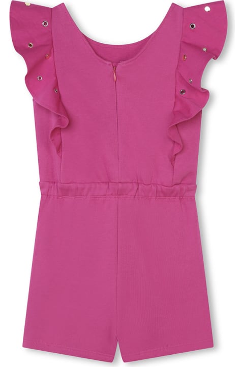 Chloé for Kids Chloé Fuchsia Jumpsuit With Ruffles And Studs