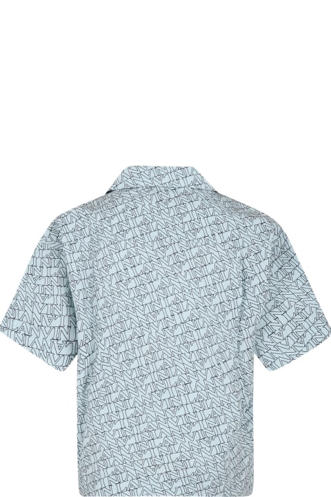 ボーイズ Lanvinのシャツ Lanvin Sky Blue Shirt For Boy With Logo