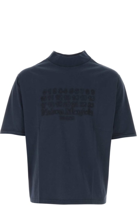 Clothing for Men Maison Margiela Navy Blue Cotton T-shirt