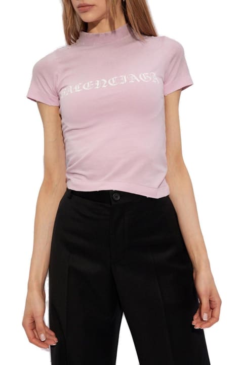 Balenciaga Topwear for Women Balenciaga Gothic Type Shrunk T-shirt