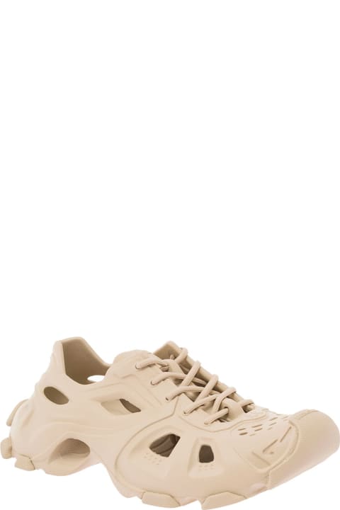 White 'hd' Sneakers With Embossed Balenciaga Logo In Rubber Man