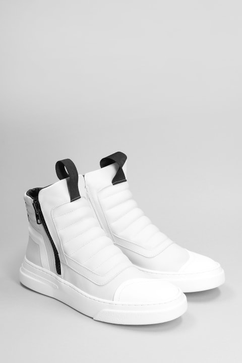 Damper Zip Sneakers In White Leather