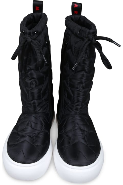 Marni أحذية لـ بنات Marni Black Boots For Girl With Red Logo And Stars