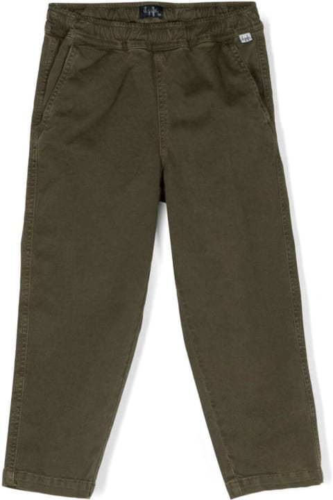 Il Gufo for Kids Il Gufo Green Pants With Elastic Waistband In Stretch Cotton Boy