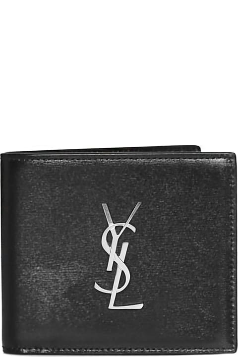 Saint Laurent Men's East/West Monogram Wallet in Shiny Leather 453276 0SX0E  4150 2002017211255 - Handbags, YSL - Jomashop