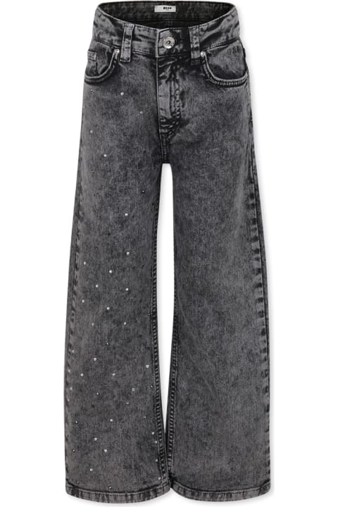 Homeware MSGM Grey Jeans For Girl With Rhinestones