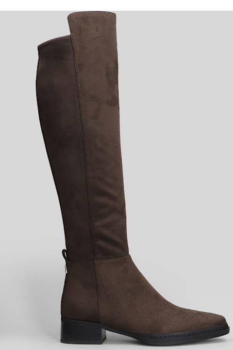Michael Kors Lex Boot Low Heels Boots In Brown Suede