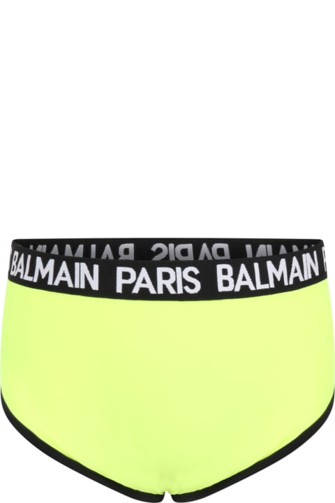 Neon Yellow Swimsuit For Boy With Logos