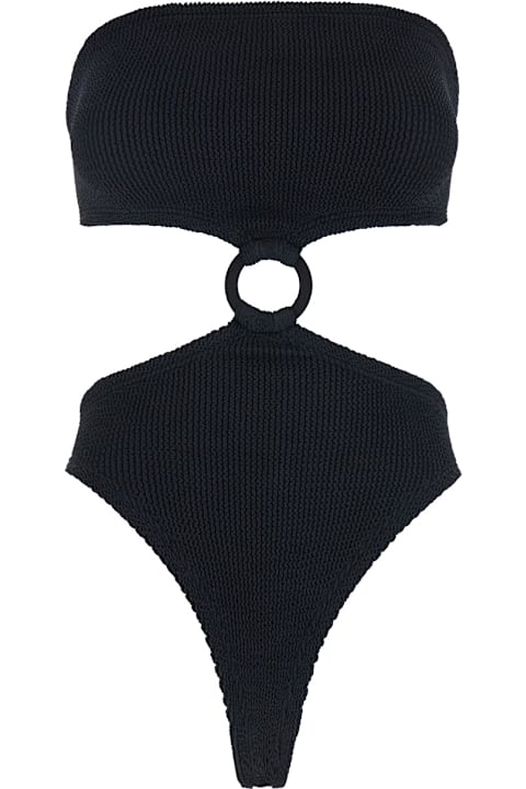 Hunza G Swimwear for Women Hunza G 'jerry' Black Sleeveless Swimsuit With Tonal Loop In Tech Fabric Woman