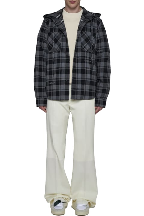 Off-White Shirts for Men Off-White Hooded Flannel Shirt