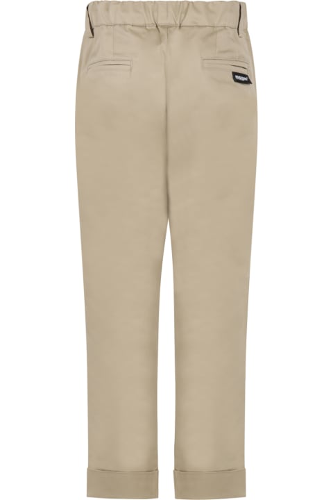 MSGM for Kids MSGM Beige Trousers For Boy With Logo Patch