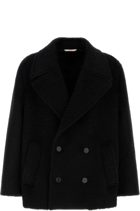 الملابس لـ القسم الرجالي Valentino Garavani Slate Mohair And Wool Coat