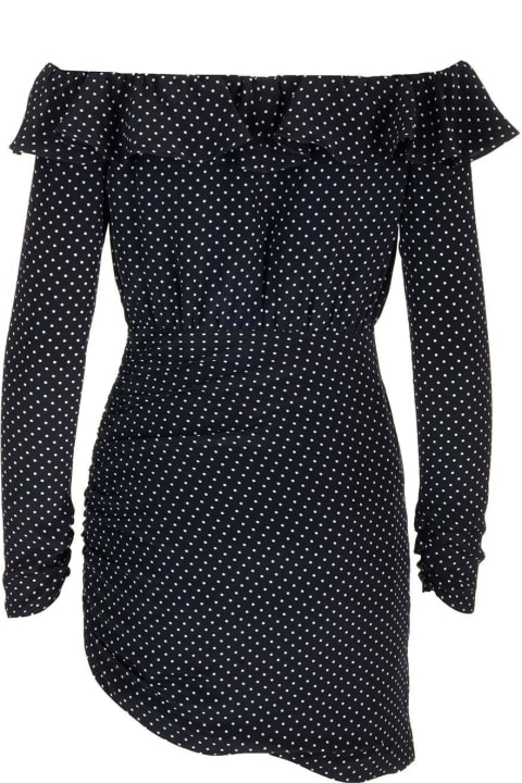 Alessandra Rich for Men Alessandra Rich Ruched Detail Polka Dot Printed Dress