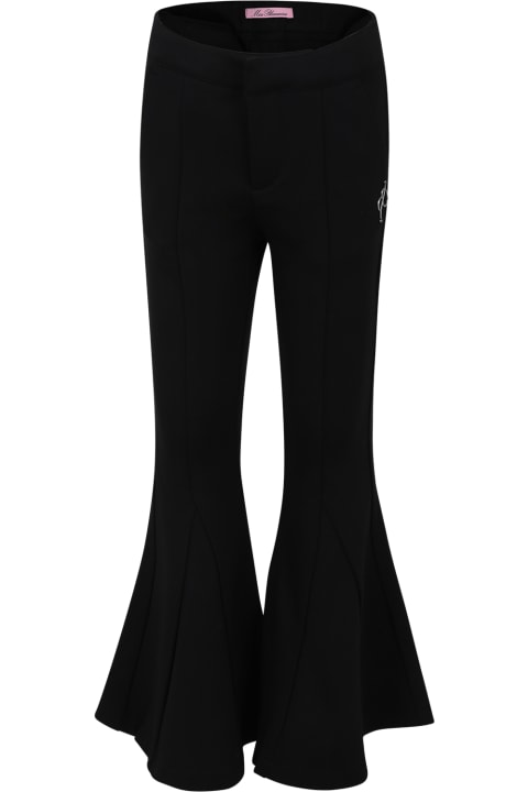 Blumarine Bottoms for Girls Blumarine Black Trousers For Girl With Logo