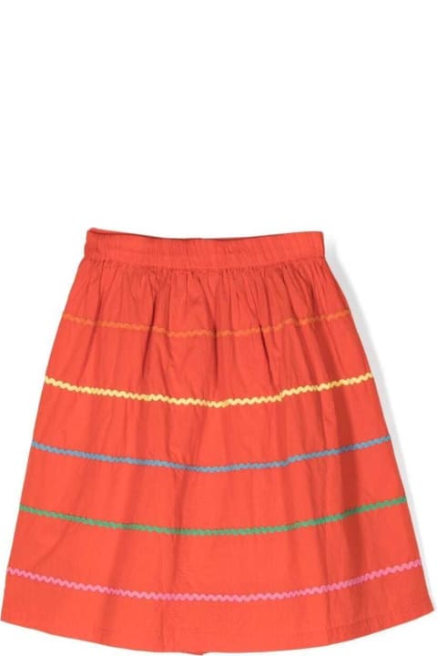 Stella McCartney Kids Stella McCartney Kids Buttoned-up Skirt With Graphic Print In Orange Cotton Woman