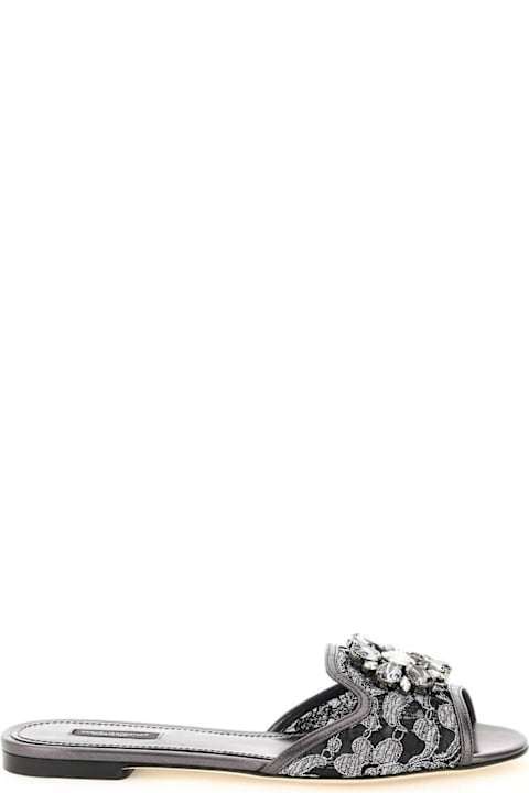Dolce & Gabbana Sandals for Women Dolce & Gabbana Bianca Crystal Embellished Sandals