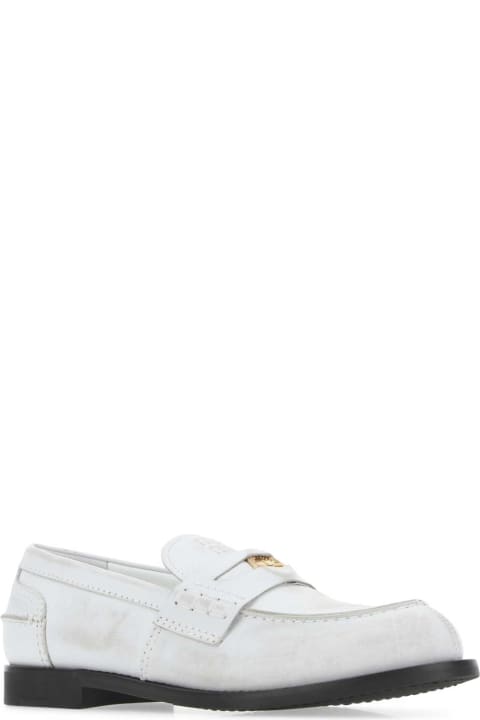Miu Miu Sale for Women Miu Miu White Leather Loafers