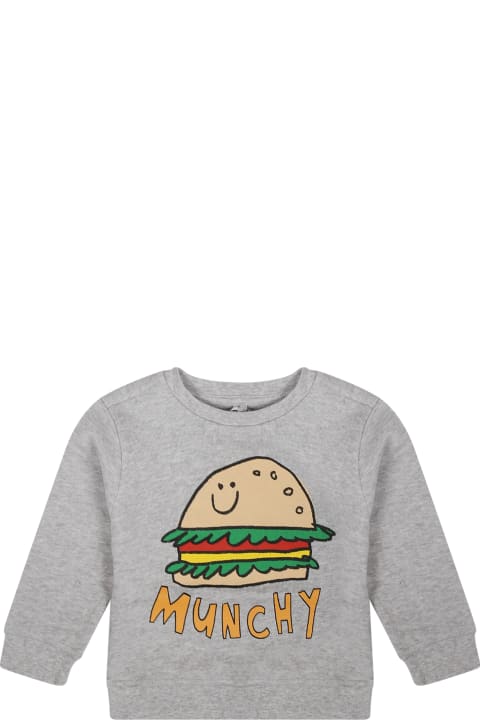 Topwear for Baby Boys Stella McCartney Kids Grey Sweatshirt For Baby Boy With Hamburger Print