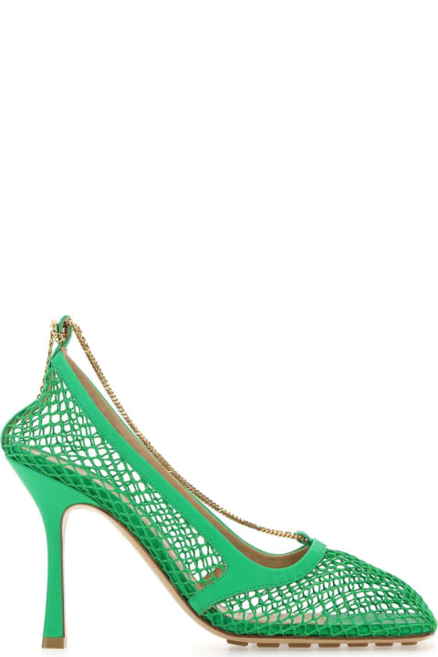 Bottega Veneta Shoes for Women Bottega Veneta Grass Green Mesh Stretch Pumps