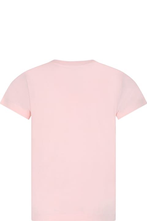 Moschino for Kids Moschino Pink T-shirt For Girl With Logo