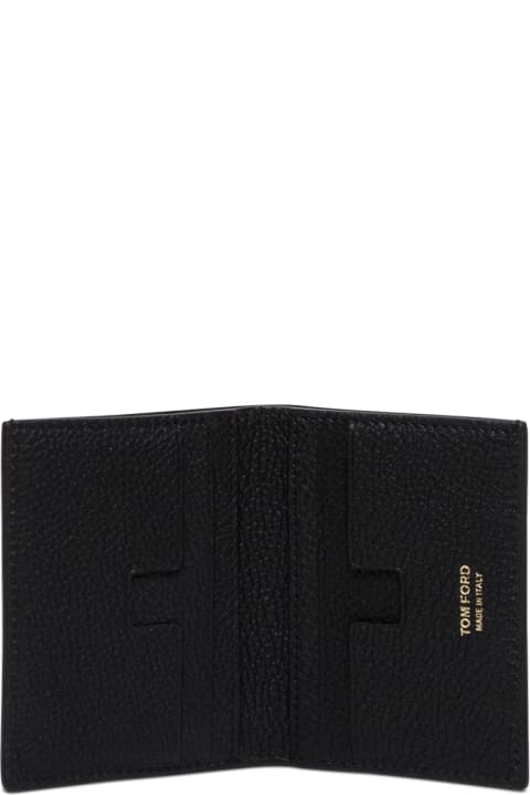 أدوات منزلية Tom Ford Black Card Holder With Embossed Logo Lettering On The Front In Grained Leather Man