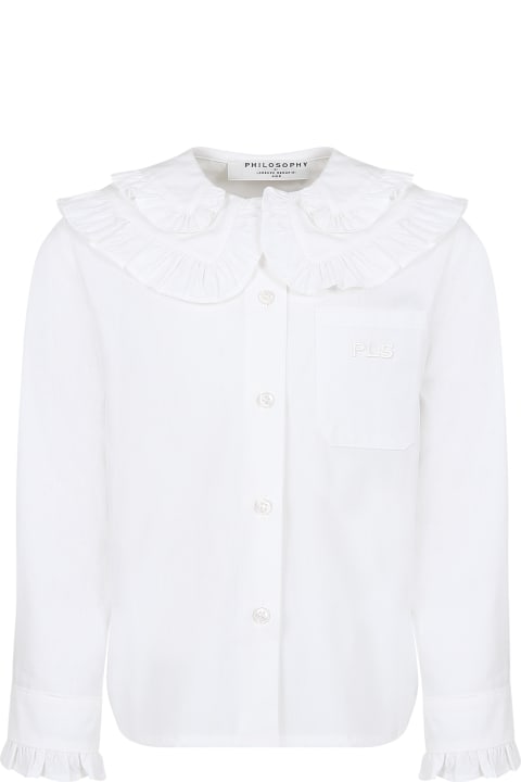 ガールズ Philosophy di Lorenzo Serafini Kidsのシャツ Philosophy di Lorenzo Serafini Kids White Shirt For Girl With Logo
