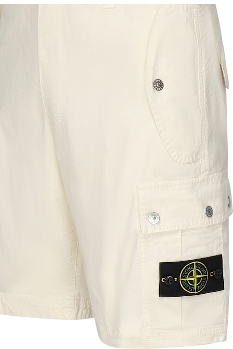 Stone Island Pants for Men Stone Island Cargo Bermuda With Logo Patch