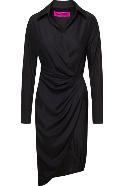 ウィメンズ GAUGE81のウェア GAUGE81 Black Gathered-front Shirt Dress Woman