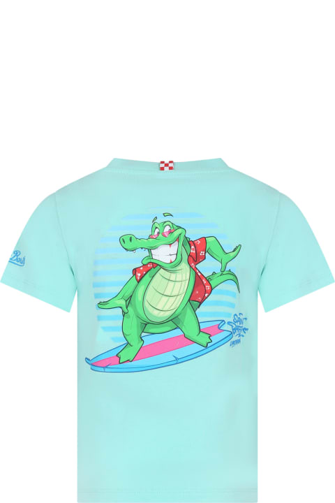 MC2 Saint Barth T-Shirts & Polo Shirts for Boys MC2 Saint Barth Green T-shirt For Boy With Crocodile Print