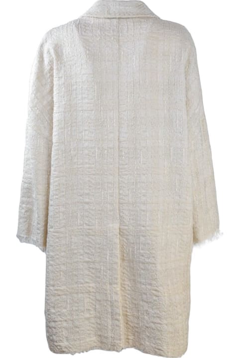SEMICOUTURE Coats & Jackets for Women SEMICOUTURE Cream White Tweed Coat