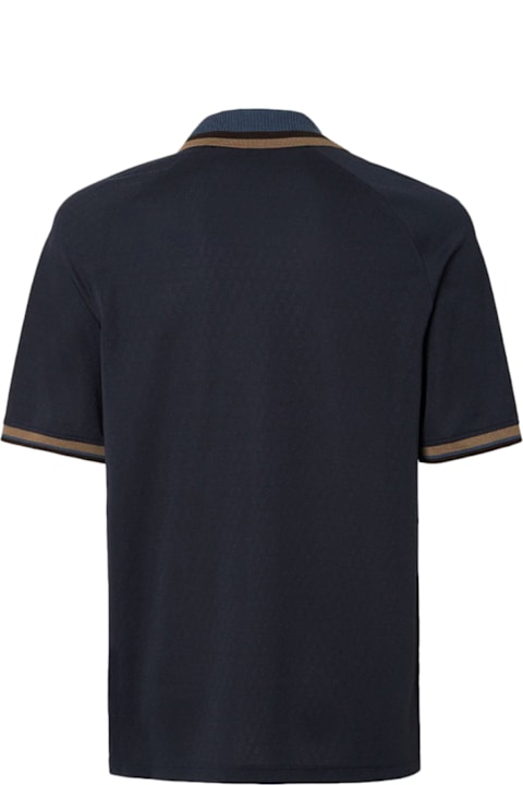 メンズ Fendiのトップス Fendi Dark Blue Ff Jacquard Polo