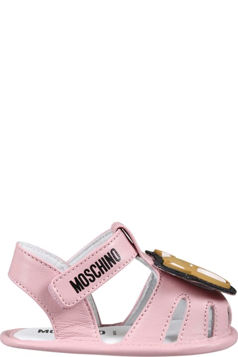 Moschino Kids Moschino Pink Sandals For Baby Girl With Teddy Bear