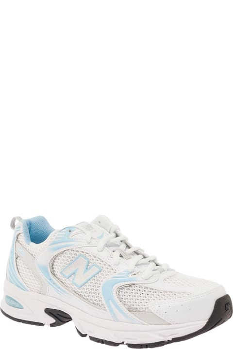 Fashion for Men New Balance '530' White And Light Blue Low Top Sneakers With Logo Patch In Tech Fabric Man