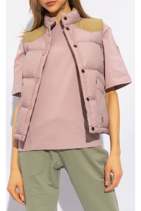 Cotton Rich Long Sleeve Polo Shirt for Women Moncler Grenoble Sorapis Down Vest