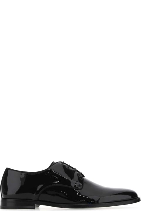 メンズ ローファー＆デッキシューズ Dolce & Gabbana Black Leather Lace-up Shoes