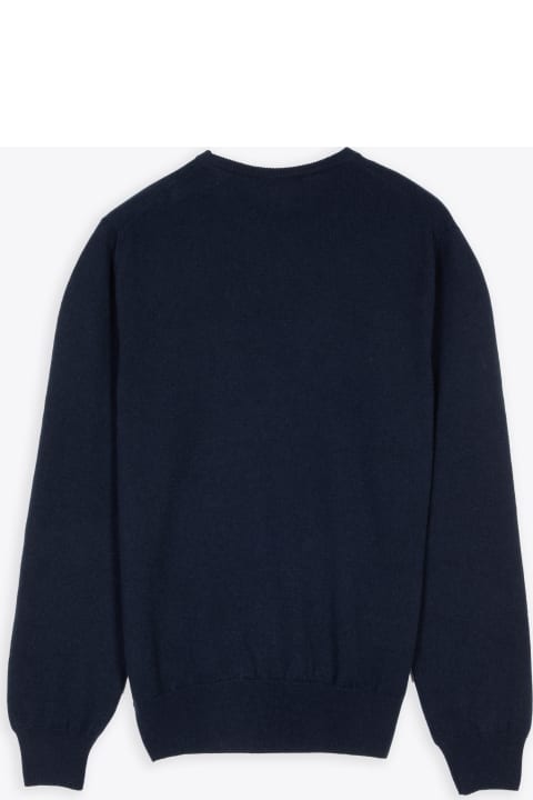 Girocollo, Lista Collo Basso Blue cashmere sweater