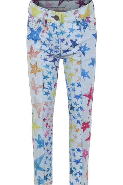ملابس تحتية لـ بنات Stella McCartney Kids Light Blue Jeans For Girl With Stars Print