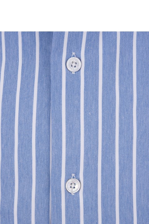 Fedeli Shirts for Men Fedeli Striped Blue Strech Shirt