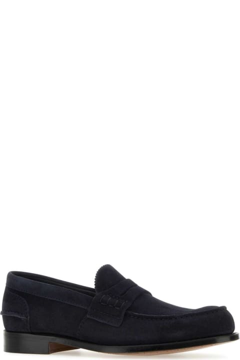 Church's Shoes for Men Church's Navy Blue Suede Pembrey Loafers